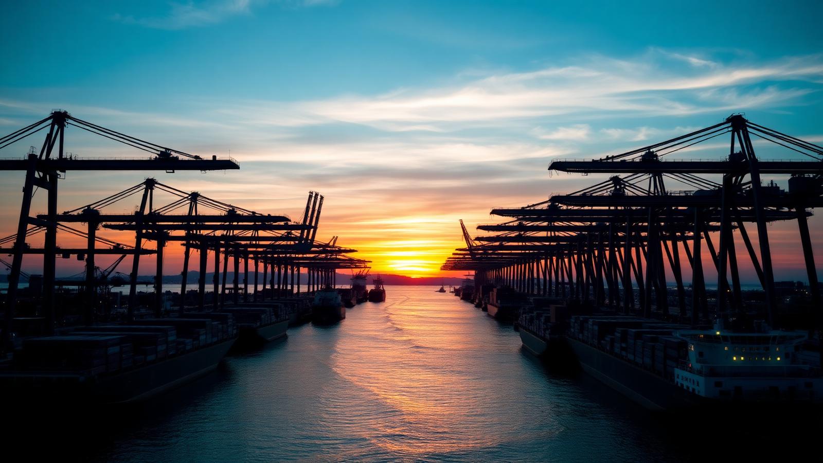 Seaport at dusk